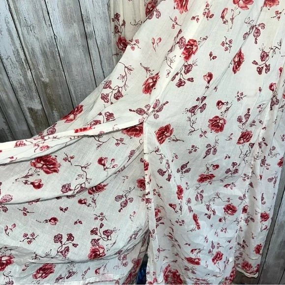 Free People Lysette Floral Maxi Dress Boho Cottagecore Tie Front XS - Picture 8 of 9